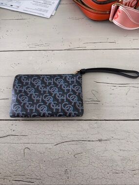 Coach Blue & Brown Signature Wristlet Wallet